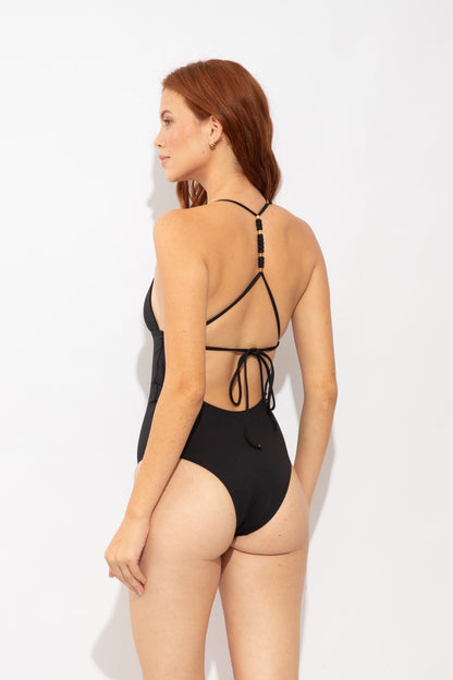 Model Back: Rio De Sol One Piece Swimsuits Urban-Black Alani-Op