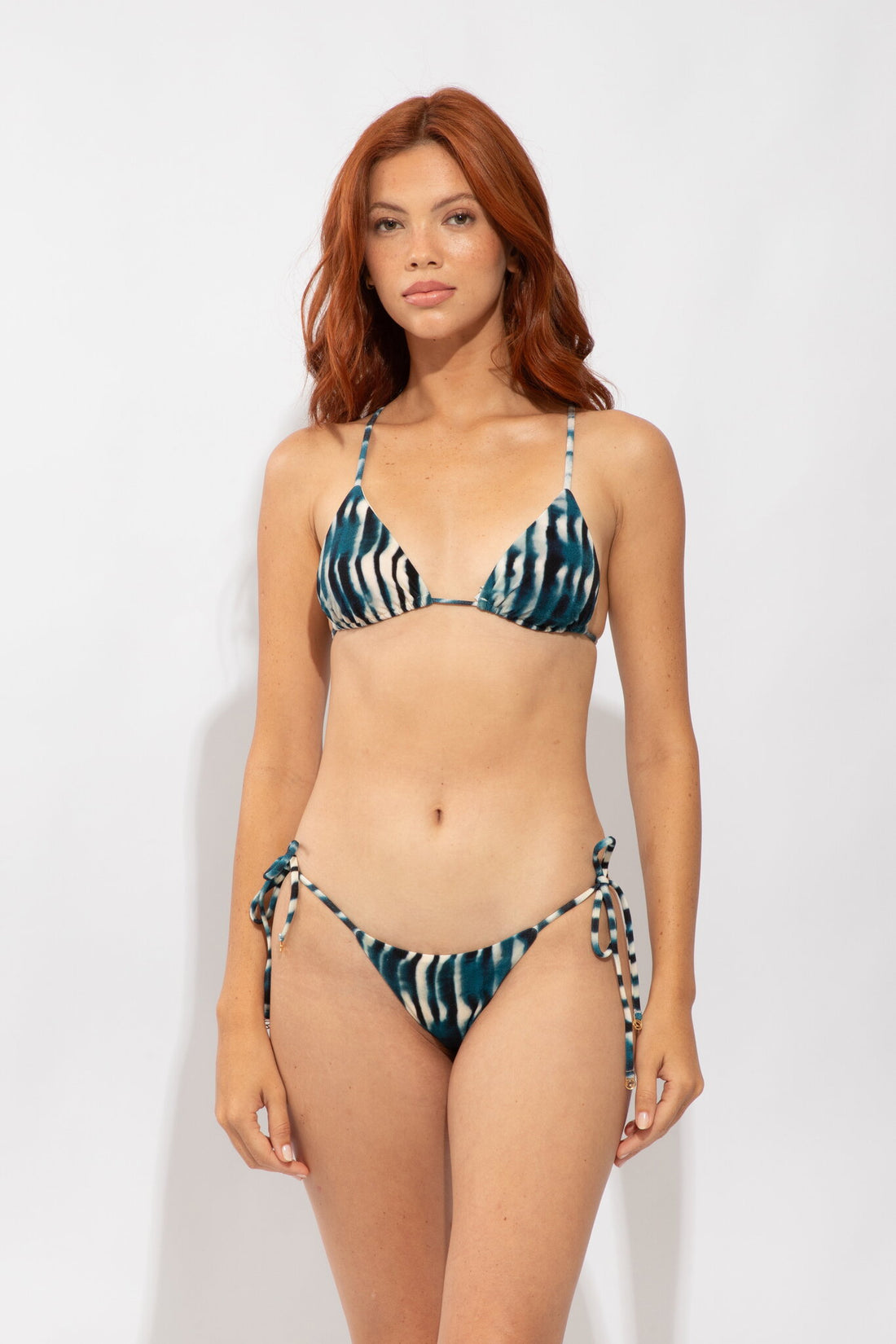 Model Front: Rio De Sol Two Piece Swimwear Set Azule Lia Cheeky-Tie