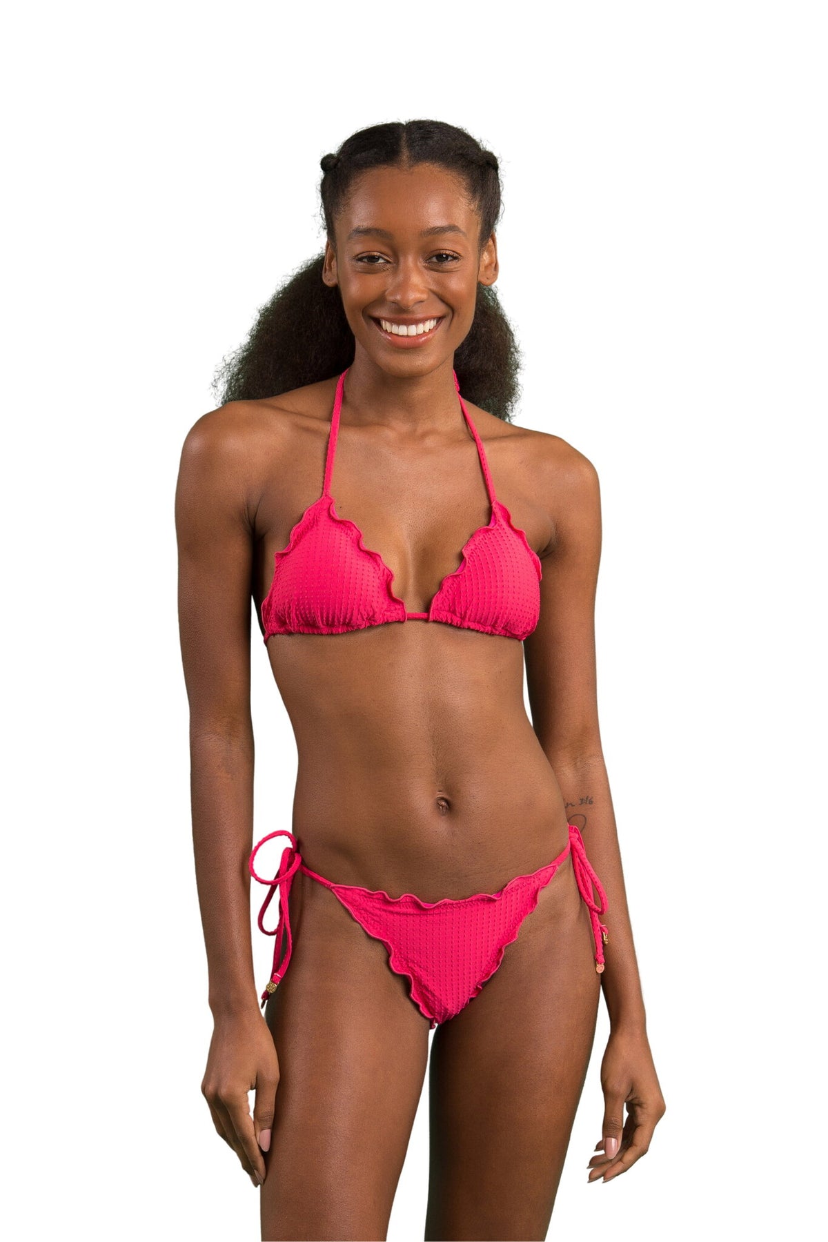 Model Front: Rio De Sol Bikini Bottoms Bottom Dots-Virtual-Pink Frufru-Fio