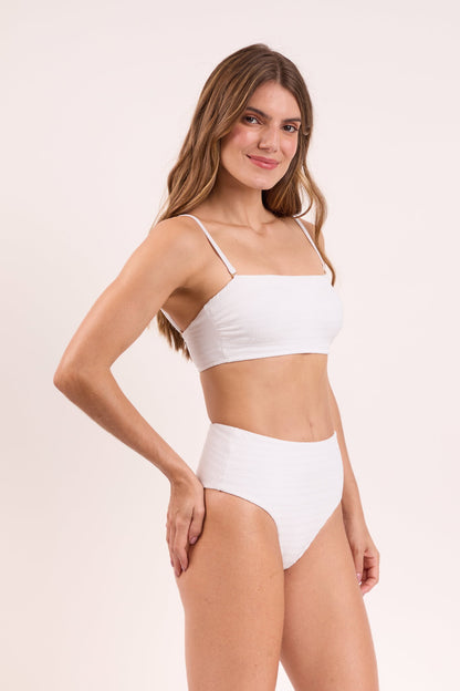 Image 03: Rio De Sol Two Piece Swimwear Set Memphis-White Bandeau-Reto Hotpants