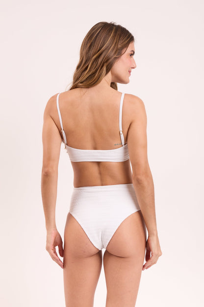 Model Back: Rio De Sol Two Piece Swimwear Set Memphis-White Bandeau-Reto Hotpants