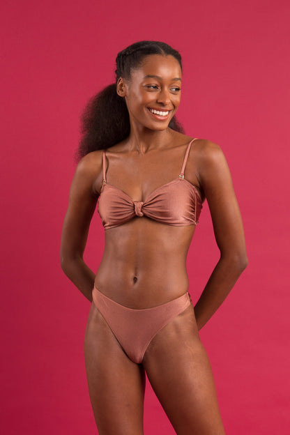 Image 08: Rio De Sol Two Piece Swimwear Set Shimmer-Copper Bandeau-Joy Nice-Fio